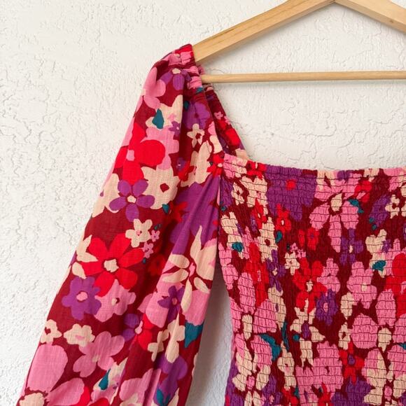 Free People Ariana Printed Top long sleeves cuffed in Party Combo - Picture 4 of 8